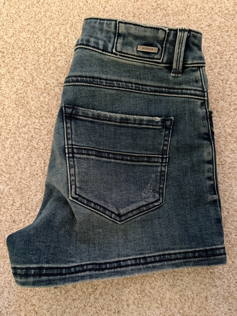 Prana Button-Front Medium Blue Denim Shorts - Picture 3 of 3